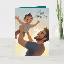 Vader en zijn zoon spelen vaderdag Vouwkaart