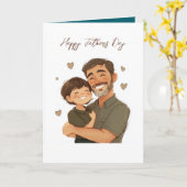 Vader en zijn zoon Vouwen vaders dag kaart (Gele Bloem)