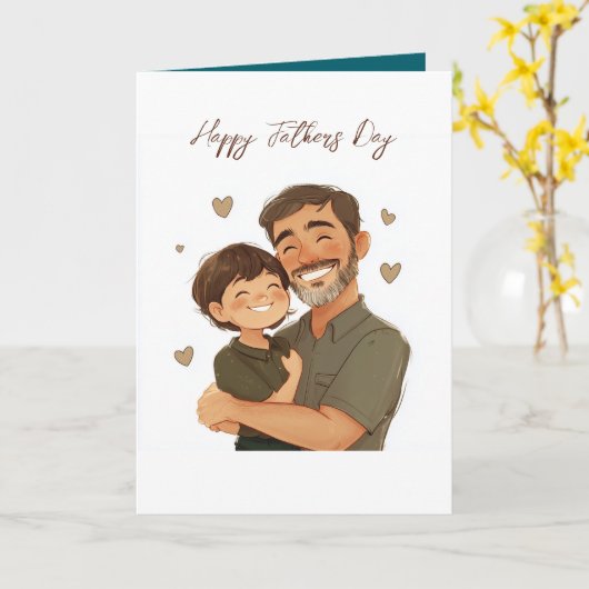 Vader en zijn zoon Vouwen vaders dag kaart (Gele Bloem)