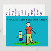 Vader- en Zonnekarakters Aangepaste uitnodiging (Voorkant / Achterkant)