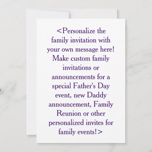 Vader- en Zonnekarakters Aangepaste uitnodiging (Achterkant)