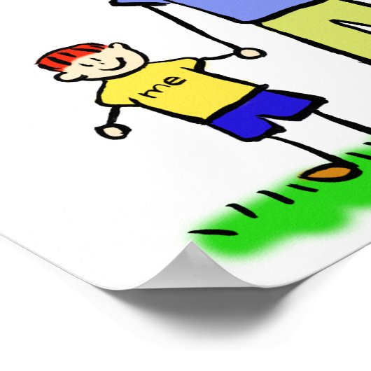 Vader en Zoon Aangepaste Familiekarakters Art Post Poster (Hoek)