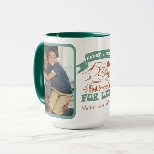 Vader en Zoon aangepaste foto's & namen Vaderdag Mok (Voorkant links)