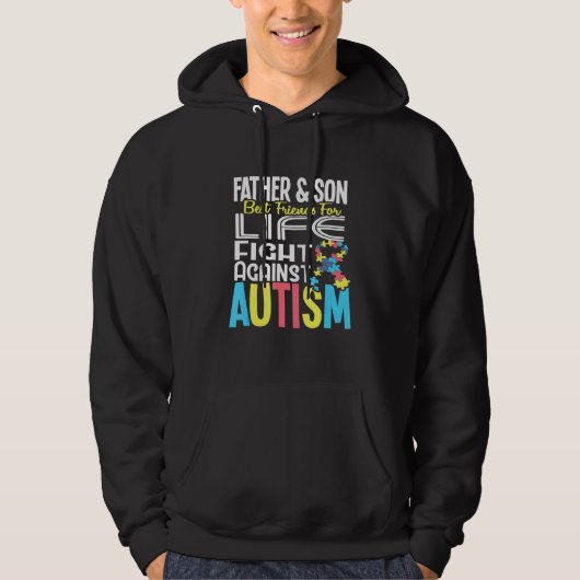 Vader en zoon Bff voor het leven tegen autisme Awa Hoodie (Voorkant)