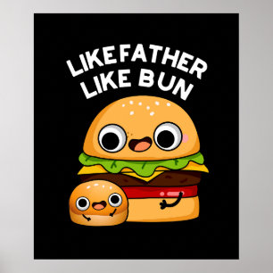 Vader en Zoon Broodje Grappig Voedsel Grap Donkere Poster