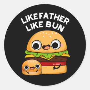 Vader en Zoon Broodje Grappig Voedsel Pun Donkere Ronde Sticker
