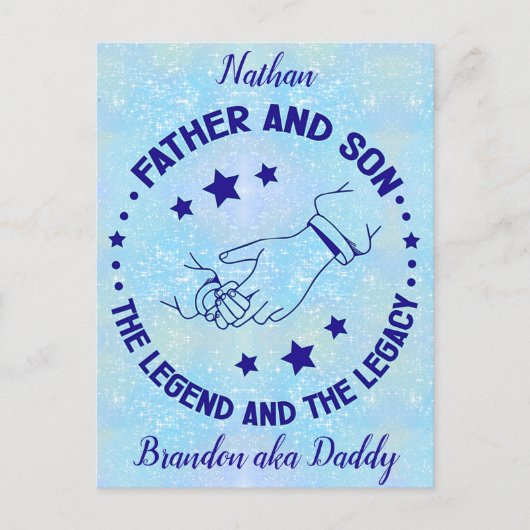 Vader en zoon De Legende en Legacy gepersonaliseer Briefkaart (Voorkant)