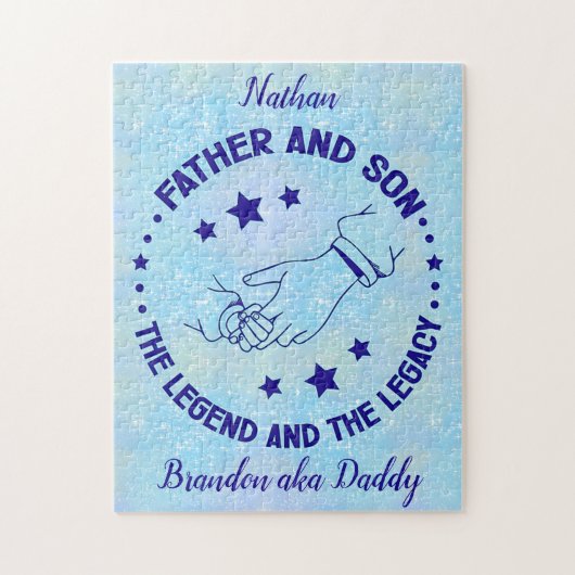 Vader en zoon De Legende en Legacy gepersonaliseer Legpuzzel (Verticaal)