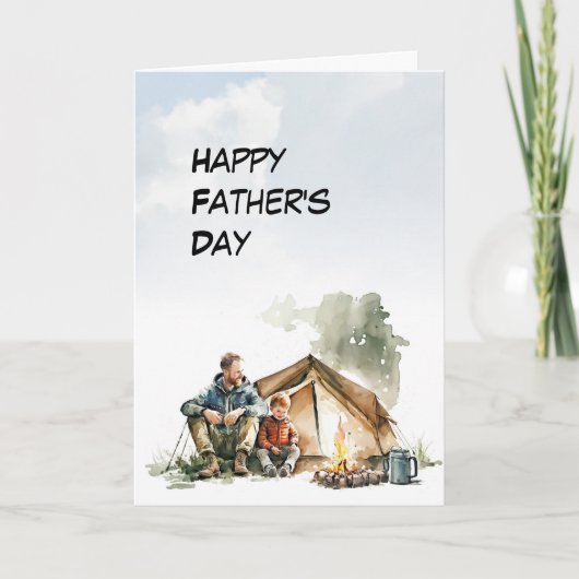Vader en zoon delen tent camping Vaderdag kaart (Voorkant)