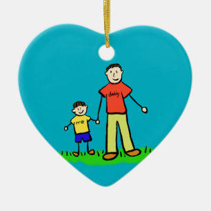 Vader- en Zoon-familiekarakters Aangepaste versier Keramisch Ornament