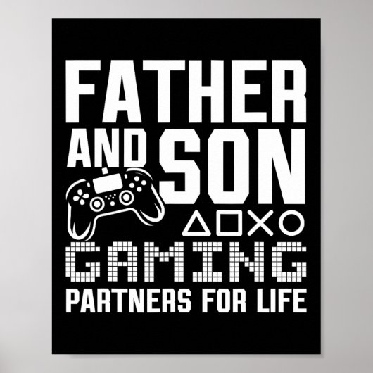 Vader en zoon gaming partners voor het leven grapp poster (Voorkant)