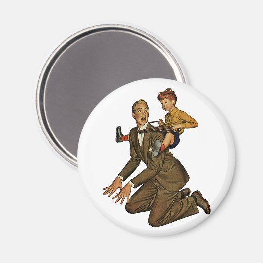  vader en zoon, grappig, Gekke Vaderdag Magneet (Voorkant / Achterkant)