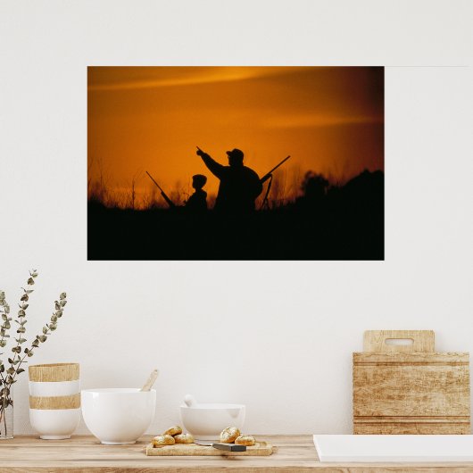 Vader en zoon jagen poster (Keuken)