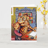 Vader en Zoon Katten, Louis Wain, Cat Art Kaart (Gele Bloem)
