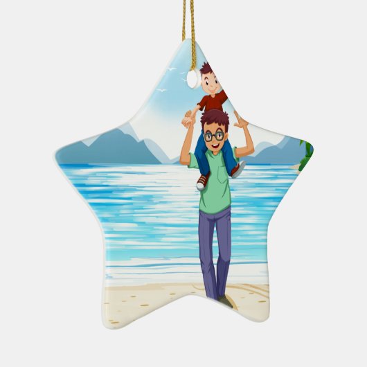 Vader en zoon keramisch ornament (Rechts)