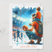 Vader en zoon kijken naar voetbalwedstrijd aquarel feestdagenkaart (Voorkant)