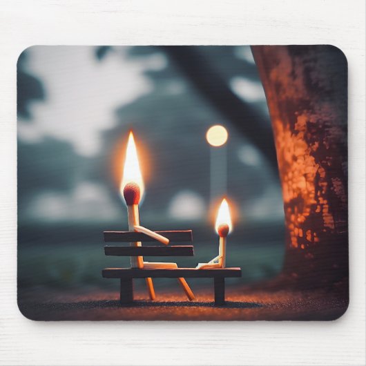 Vader en Zoon Matchsticks Op Een Bench Muismat (Voorkant)