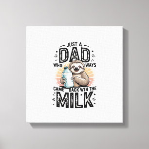 vader en zoon met melk luiaard grafisch ontwerp-01 canvas afdruk