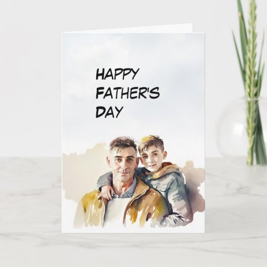Vader en zoon nemen een break-Vaderdag-kaart Bedankkaart (Voorkant)