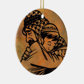 Vader en zoon omarmen inspirerend kunst keramisch ornament (Rechts)