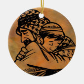 Vader en zoon omarmen inspirerend kunst keramisch ornament (Voorkant)