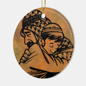 Vader en zoon omarmen inspirerend kunst keramisch ornament (Links)