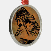 Vader en zoon omarmen inspirerend kunst metalen ornament (Rechts)
