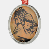 Vader en zoon omarmen inspirerend kunst metalen ornament (Links)