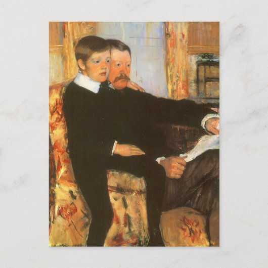 vader en zoon portret van Mary Cassatt Briefkaart (Voorkant)