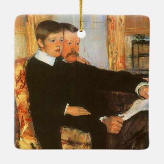  vader en zoon portret van Mary Cassatt Keramisch Ornament (Achterkant)