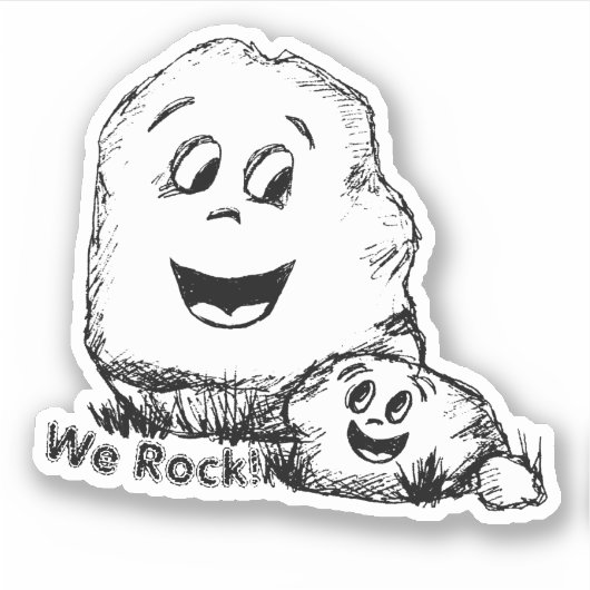 Vader en Zoon Rotsen Schets Sticker (Voorkant)