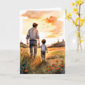 Vader en Zoon Sunset Walk Vaderdag Kaart (Gele Bloem)