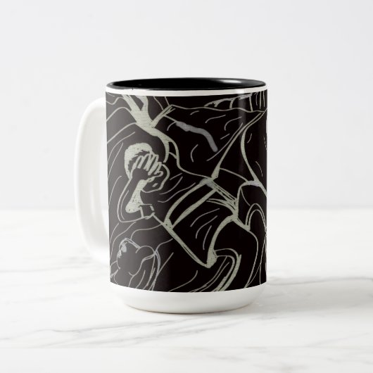 Vader en zoon tweekleurige koffiemok (Voorkant links)