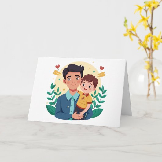 Vader en Zoon Vaderdag Kaart (Gele Bloem)