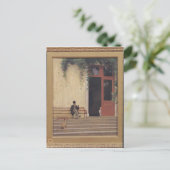 Vader en zoon van de kunstenaar op de deur briefkaart (Staand voorkant)