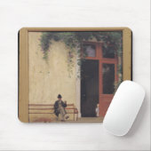 Vader en zoon van de kunstenaar op de deur muismat (Met muis)