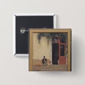 Vader en zoon van de kunstenaar op de deur vierkante button 5,1 cm (Voorkant /achterkant)