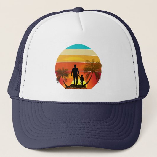 Vader en zoon vintage zonsondergang familie cadeau trucker pet (Voorkant)