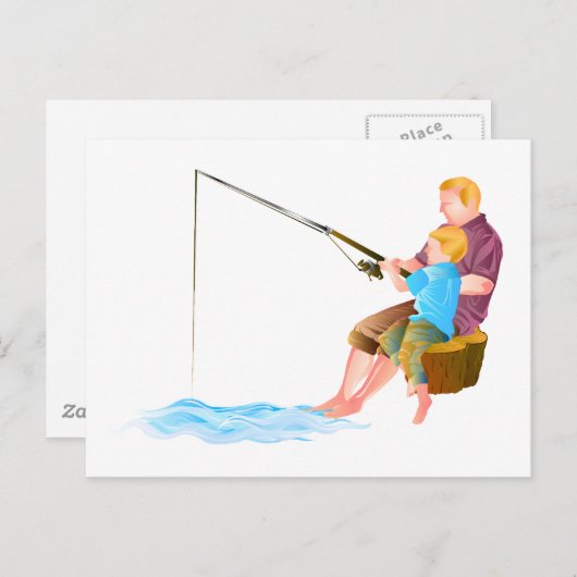 Vader en zoon vissen briefkaart (Voorkant / Achterkant)