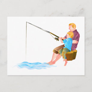 Vader en zoon vissen briefkaart