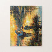 Vader en zoon vissen legpuzzel (Verticaal)