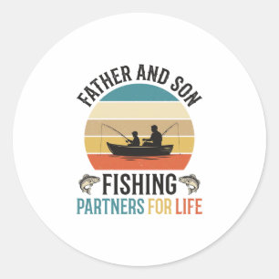 Vader en Zoon Vissen Partners voor het Leven Ontwe Ronde Sticker