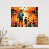Vader en zoon vissen poster (Keuken)