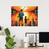 Vader en zoon vissen poster (Thuiskantoor)