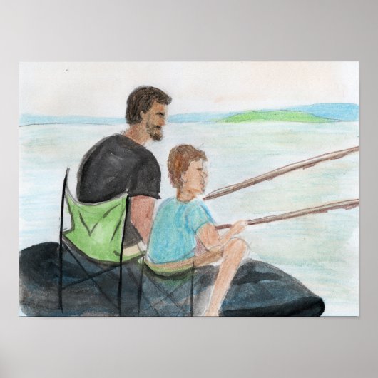Vader en zoon vissen poster (Voorkant)