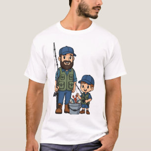 Vader en zoon vissen samen t-shirt