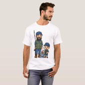 Vader en zoon vissen samen t-shirt (Voorkant volledig)