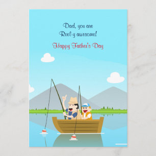 Vader en Zoon Vissen Vaderdag Kaart