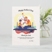 Vader en zoon Vist Vaderdag Kaart (Staand voorkant)