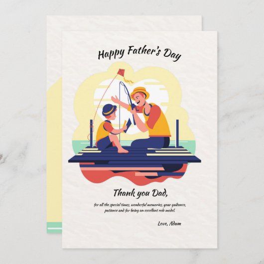 Vader en zoon Vist Vaderdag Kaart (Voorkant / Achterkant)